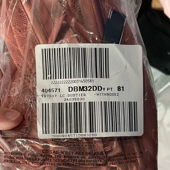 •NWT VS Very Sexy Lightly Lined Bustier Lace Top // Rose // 32DD - Picture 5 of 5